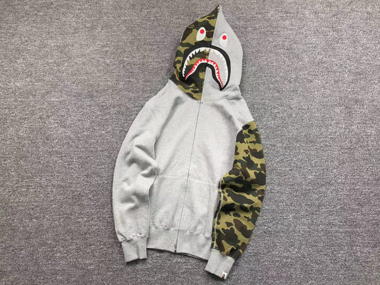 Sweat à capuche entièrement zippé BAPE GREEN CAMO GRIS