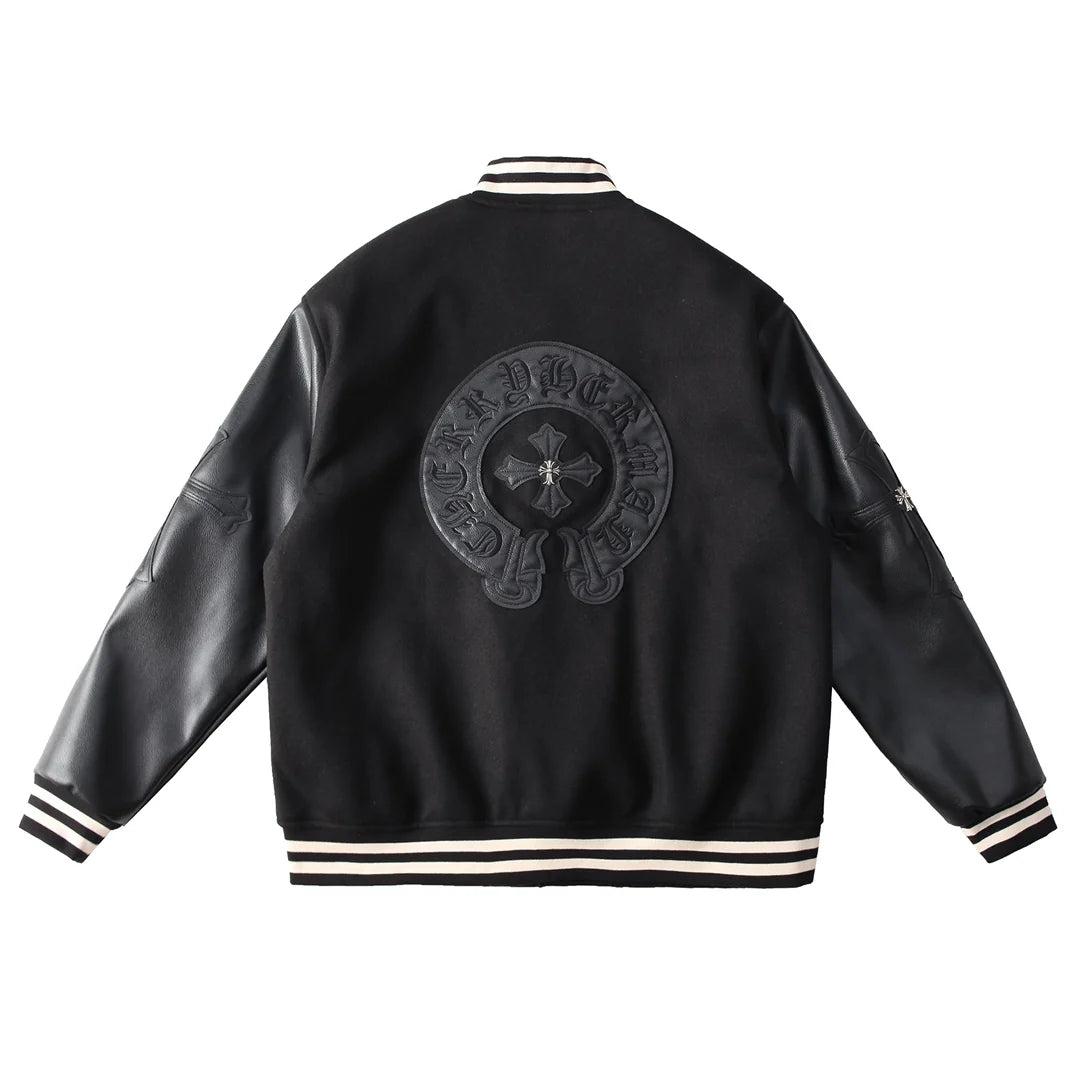 Veste universitaire noire avec logo fer à cheval Chrome Hearts
