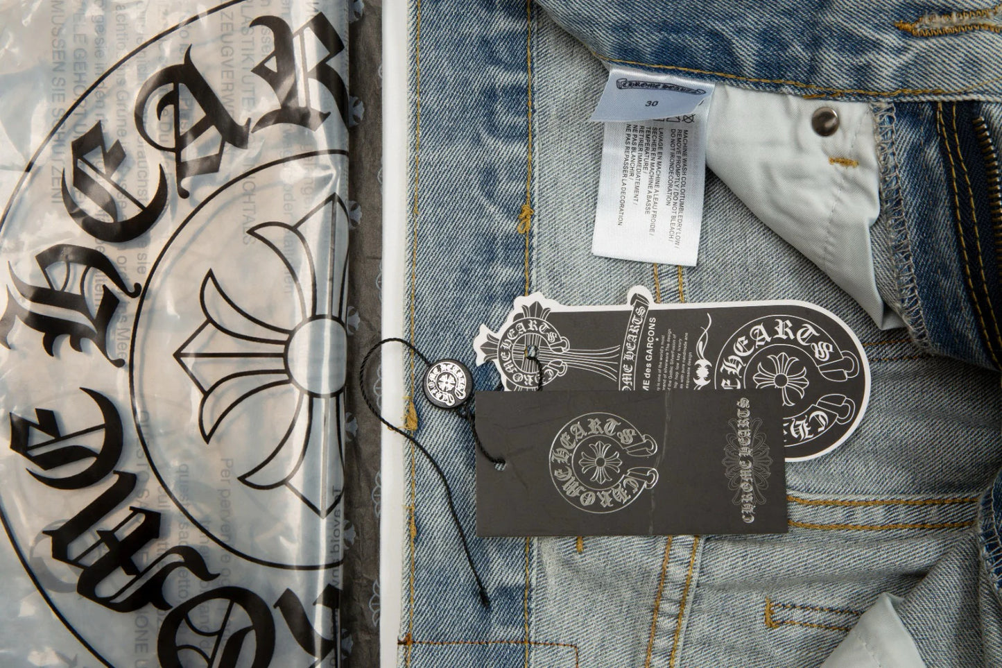 JEAN CHROME HEARTS CROSS PATCH BLEU VINTAGE