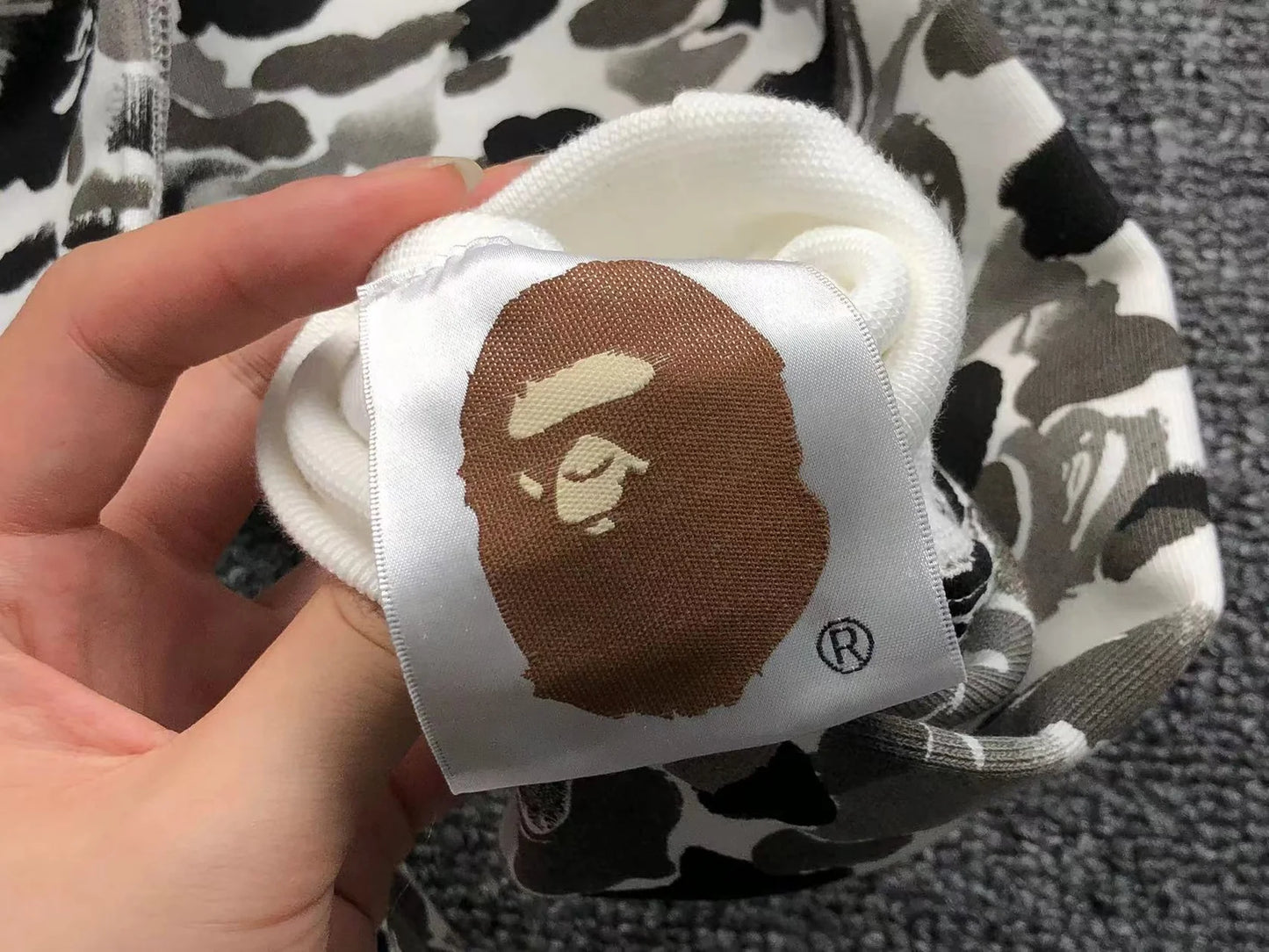 Sweat à capuche zippé intégral BAPE ABC CAMO SHARK GRIS
