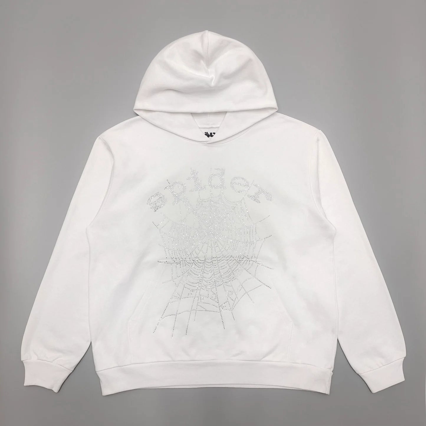 Sweat à capuche Web SP5DER OG strass blanc