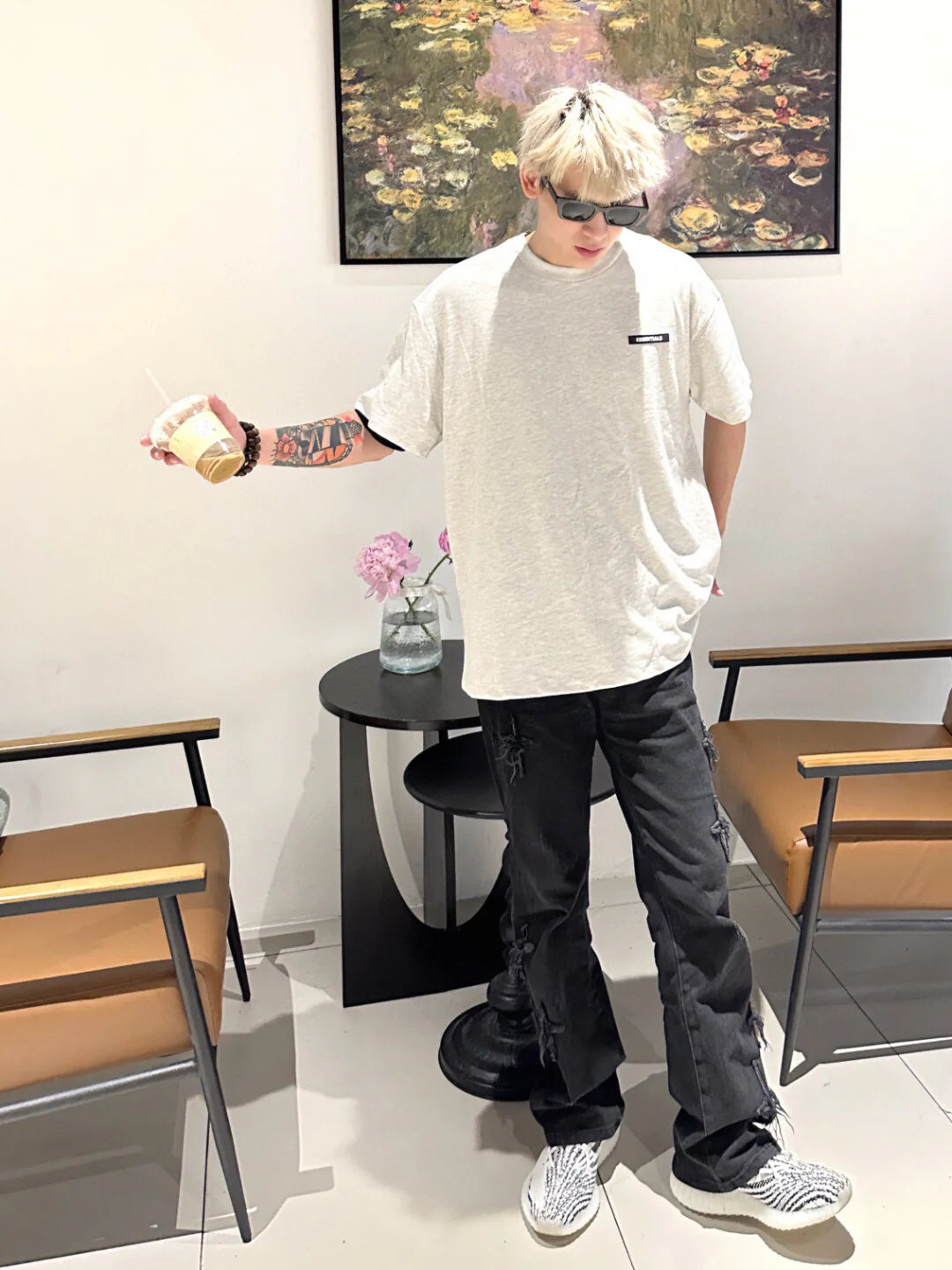 T-shirt avec logo Fear of God Essentials - Gris chiné