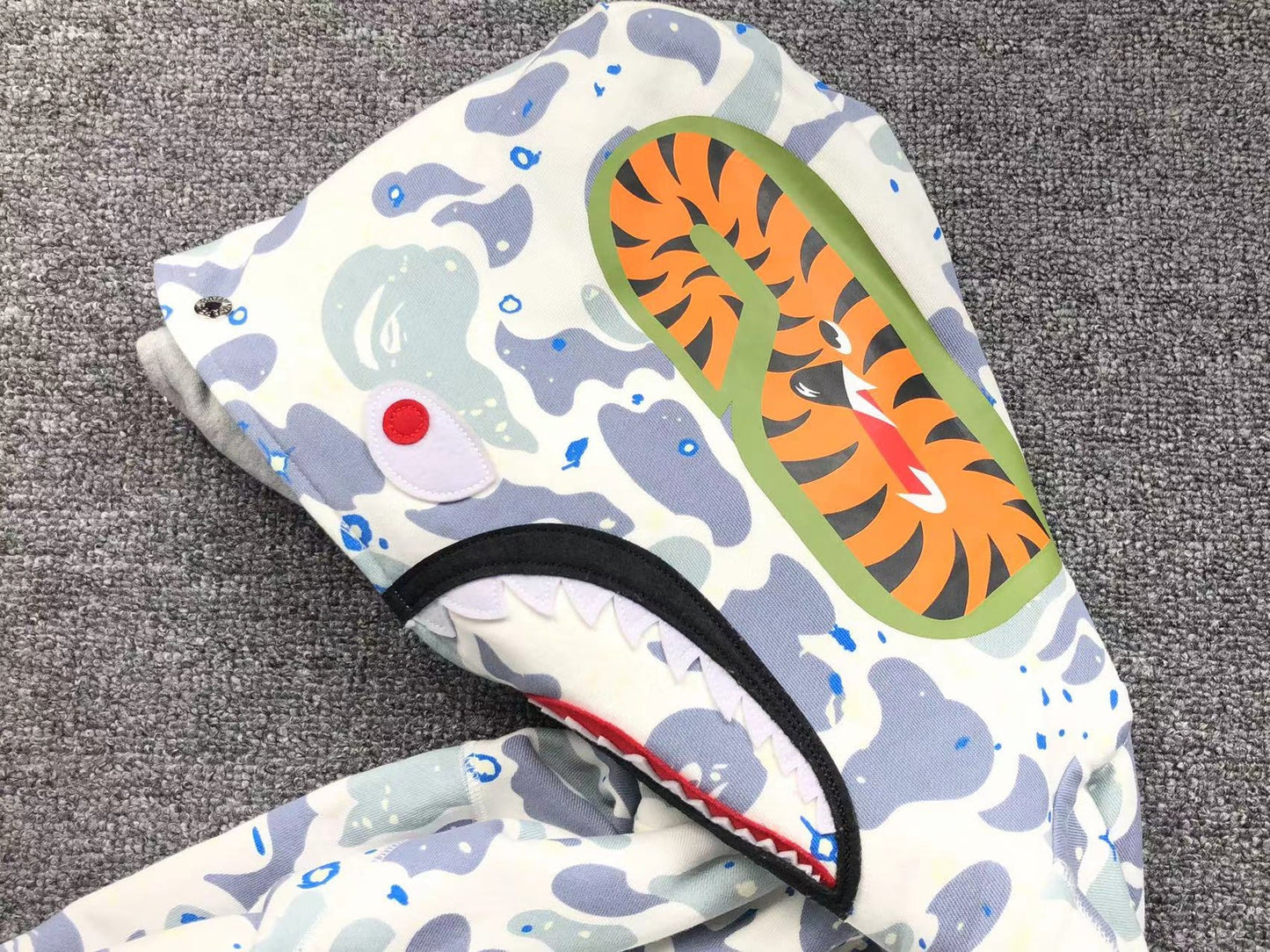 Sweat à capuche entièrement zippé BAPE SPACE CAMO DOUBLE SHARK BLANC