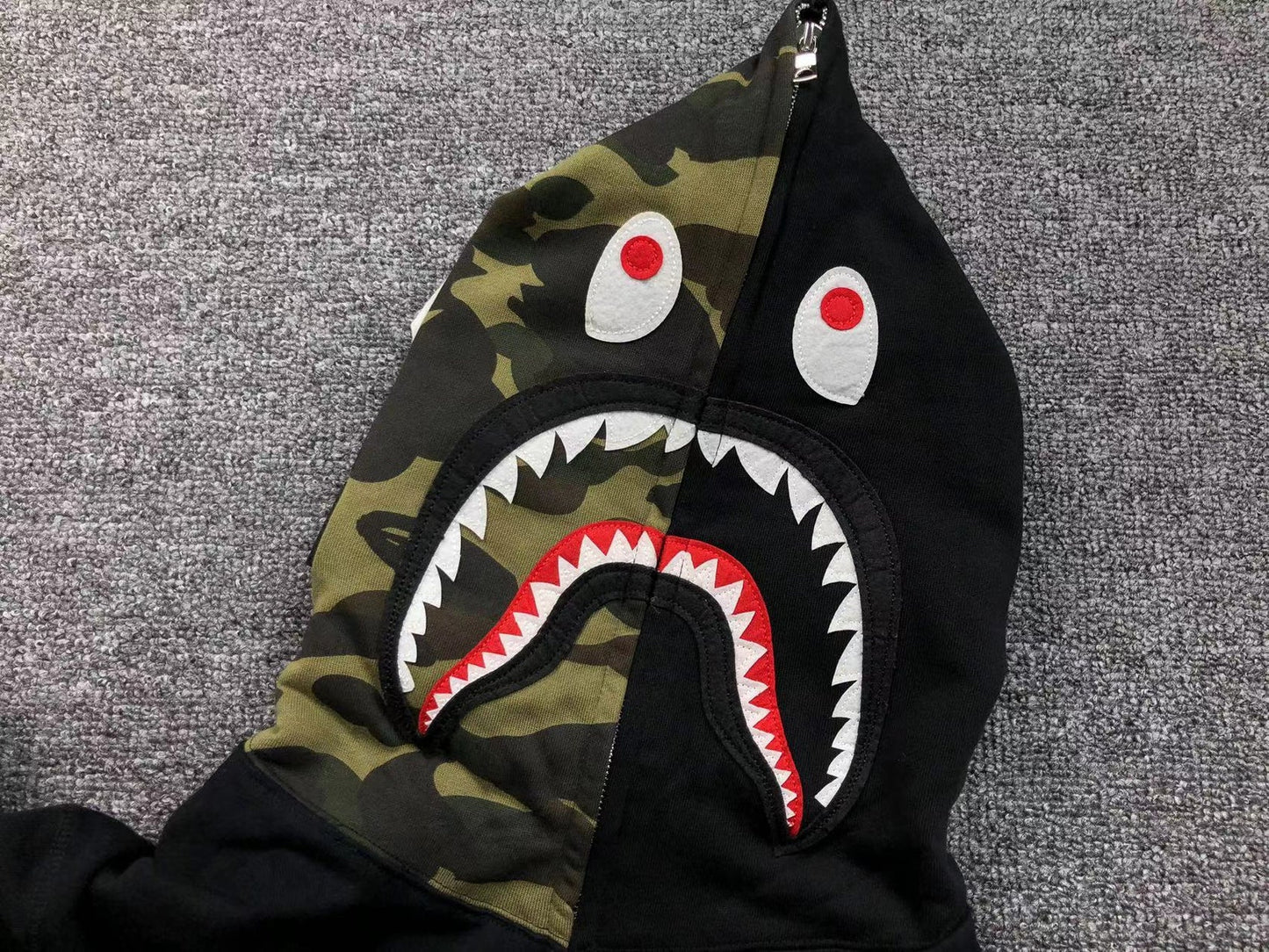 Sweat à capuche entièrement zippé BAPE GREEN CAMO noir