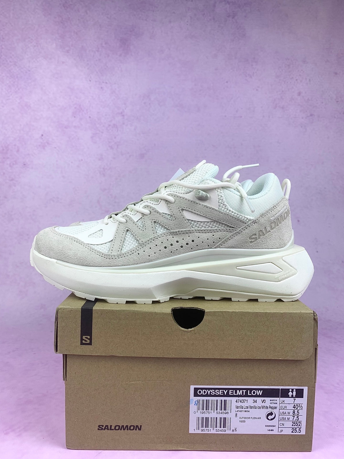 【东莞】萨洛蒙/Salomon Odyssey Elmt low系列户外登山徒步运动跑步鞋,翻毛白灰 474371,3326v size:40-46