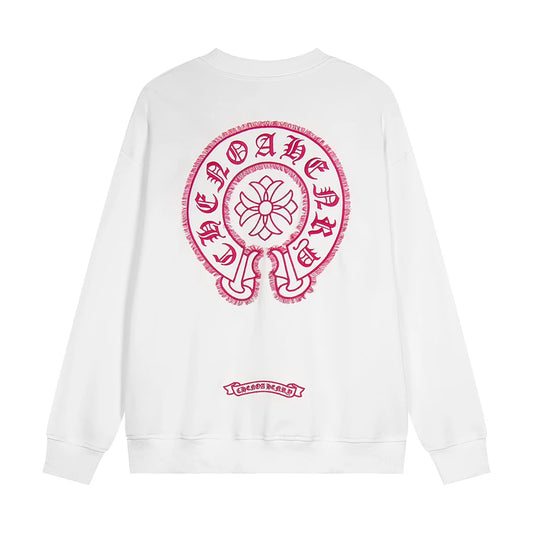 CHROME HEARTS ROSE HORSE SHOE LOGO SWEATSHIRT BLANC