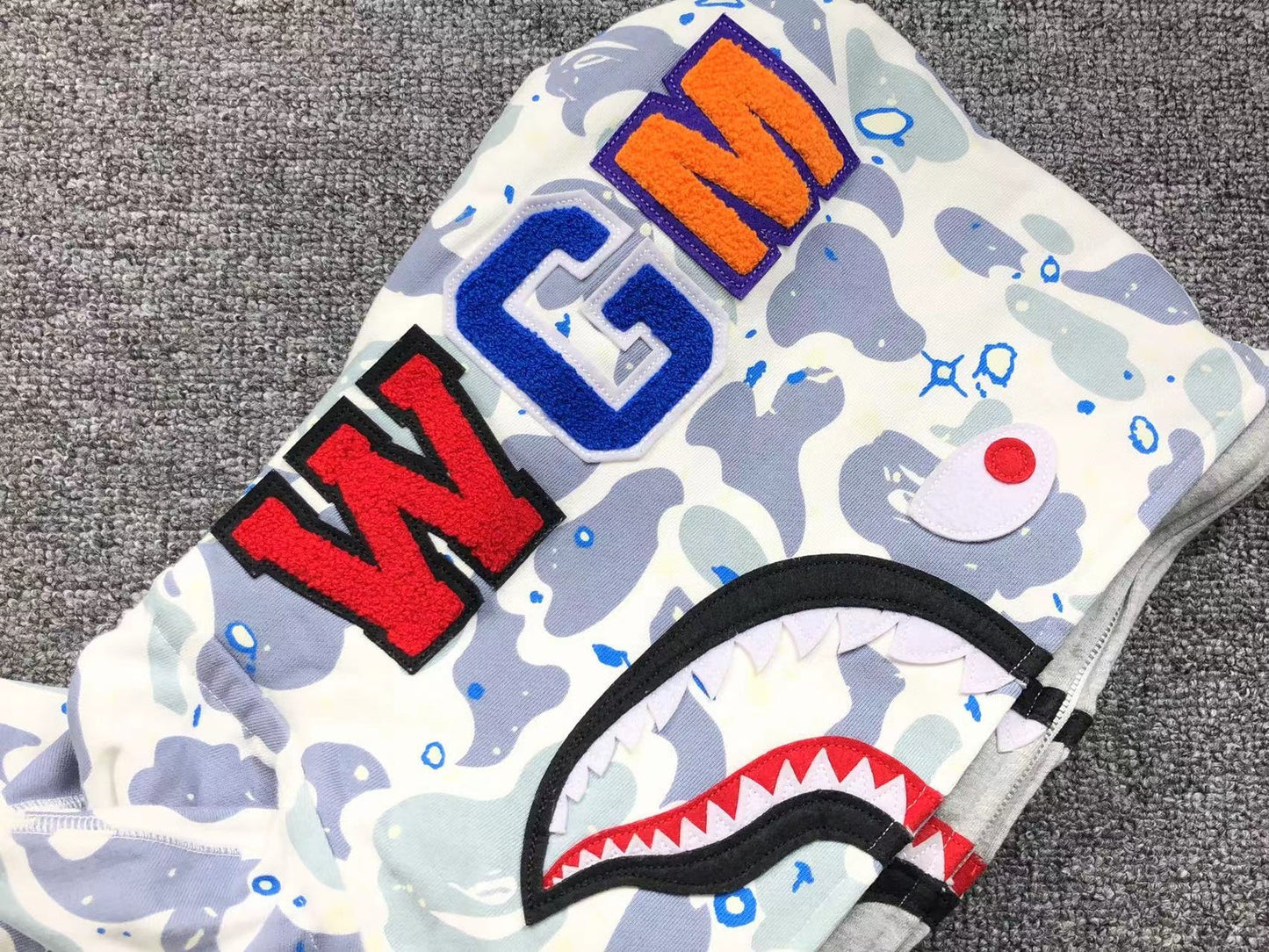 Sweat à capuche entièrement zippé BAPE SPACE CAMO DOUBLE SHARK BLANC