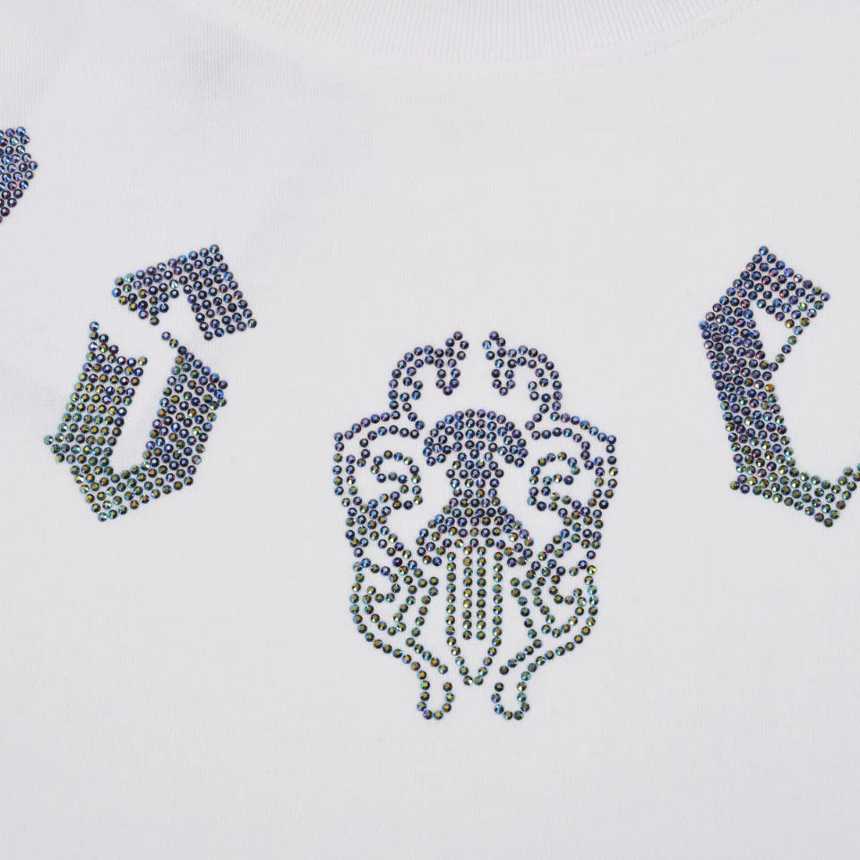 T-SHIRT GRAPHIQUE À PAILLETTES CHROME HEARTS BLANC