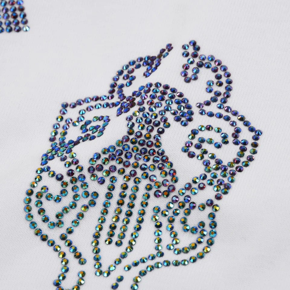 T-SHIRT GRAPHIQUE À PAILLETTES CHROME HEARTS BLANC