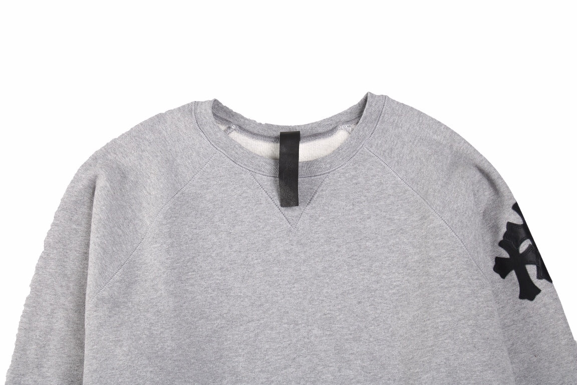 SWEAT-SHIRT CHROME HEARTS CROSS PATCH GRIS