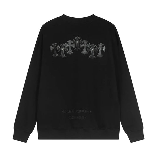 SWEAT-SHIRT NOIR AVEC PATCH CROIX CHROME HEARTS