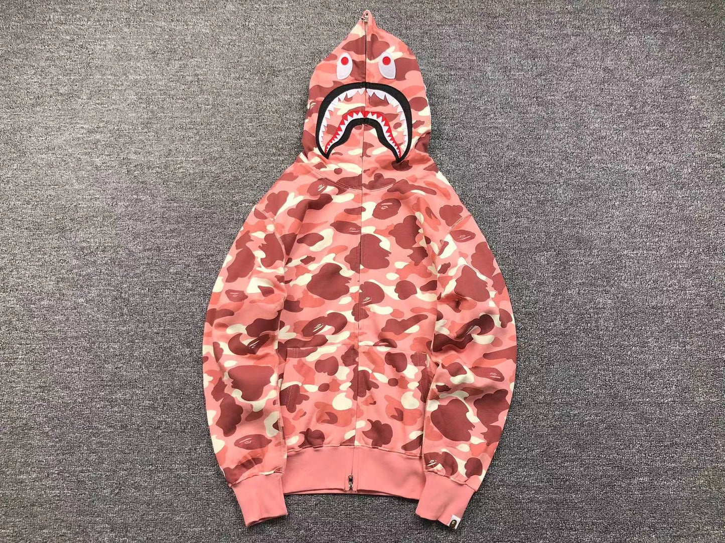 Sweat à capuche entièrement zippé BAPE x BARBIE DOT CAMO SHARK rose