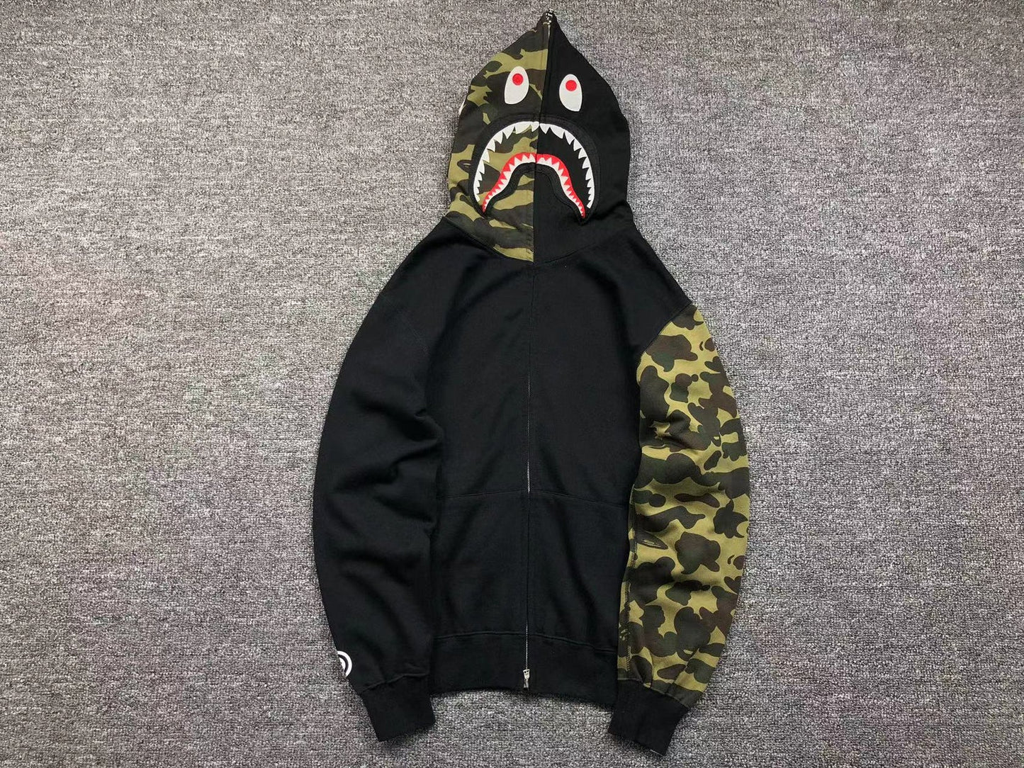 Sweat à capuche entièrement zippé BAPE GREEN CAMO noir