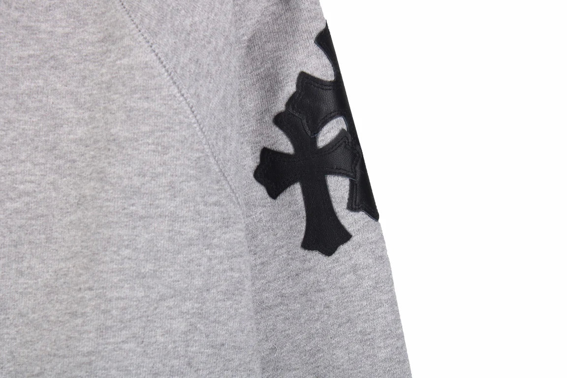 SWEAT-SHIRT CHROME HEARTS CROSS PATCH GRIS