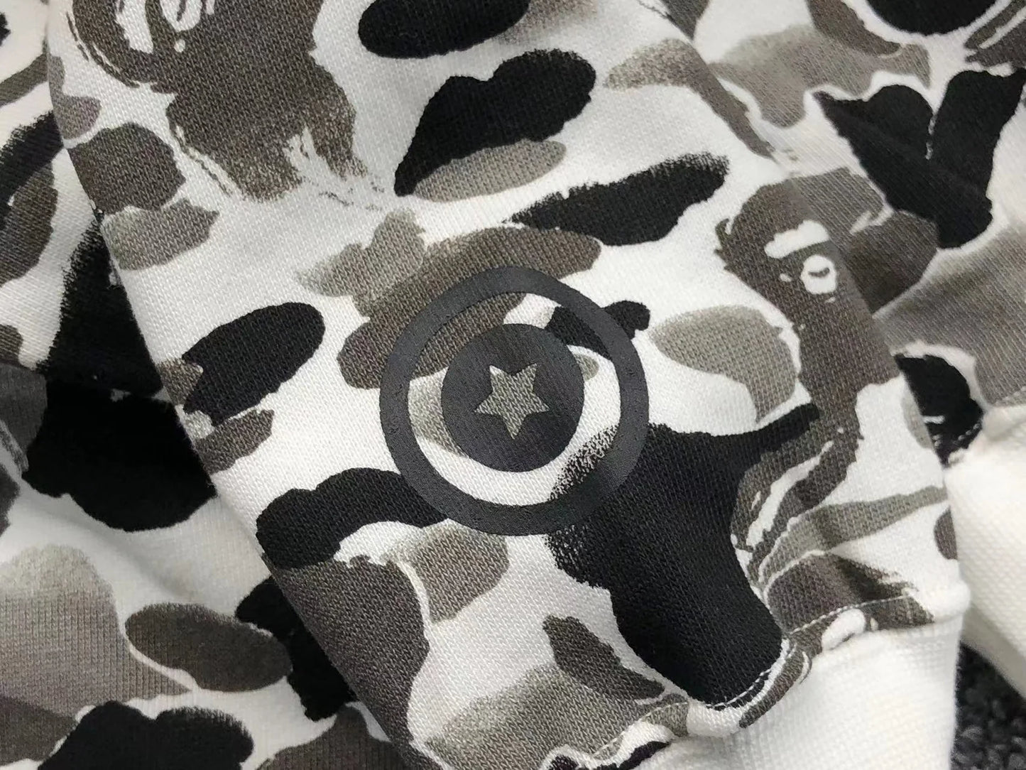 Sweat à capuche zippé intégral BAPE ABC CAMO SHARK GRIS
