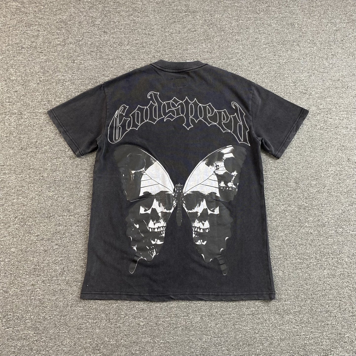 T-SHIRT EFFET PAPILLON GODSPEED NOIR DÉLAVÉ