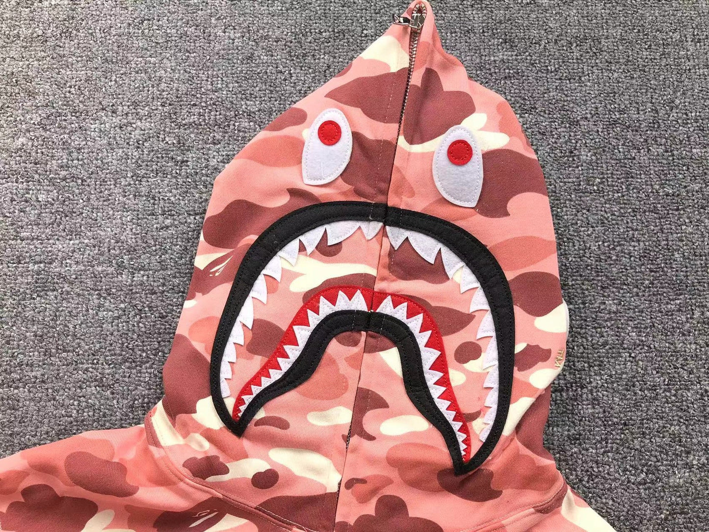 Sweat à capuche entièrement zippé BAPE x BARBIE DOT CAMO SHARK rose