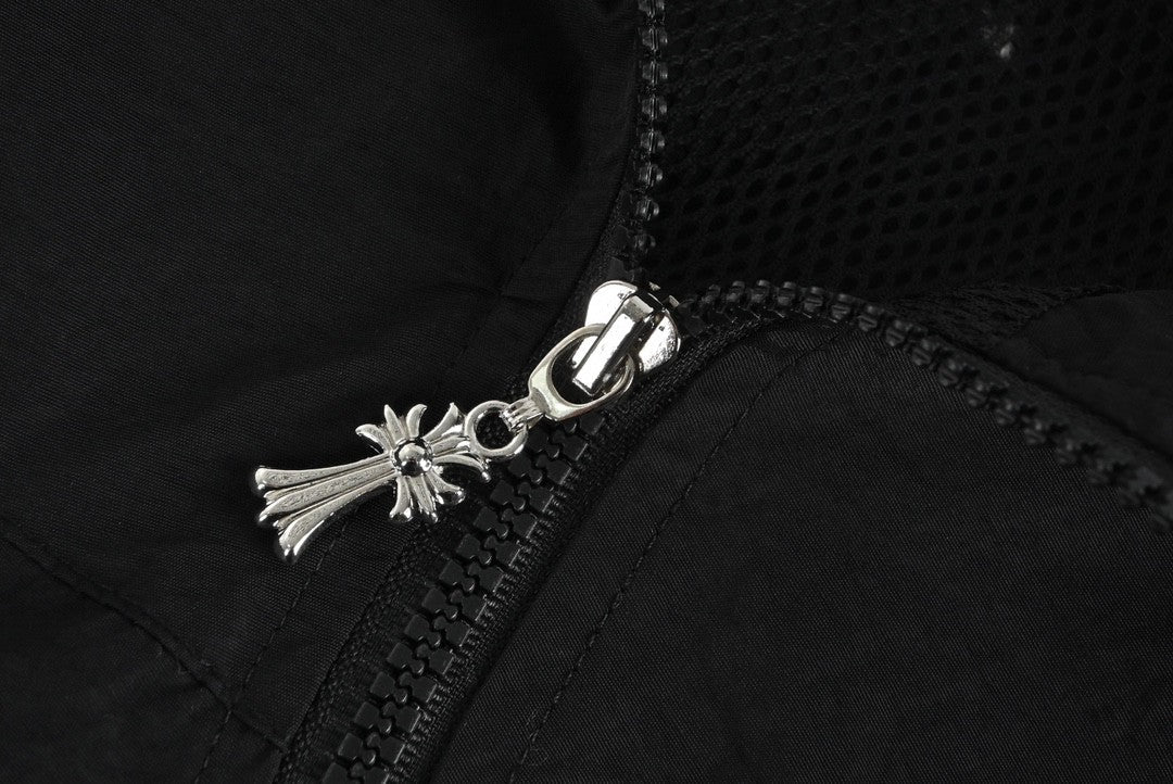 Sweat à capuche zippé asymétrique Chrome Hearts noir