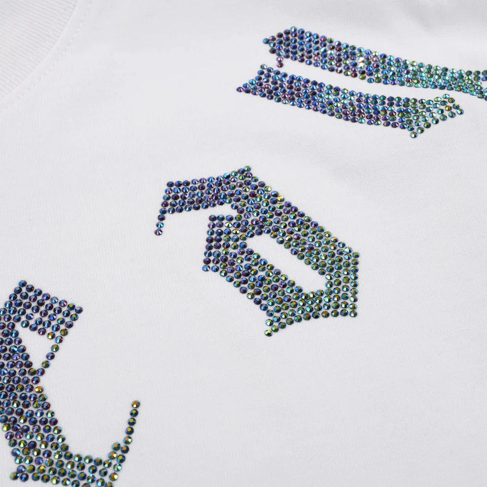 T-SHIRT GRAPHIQUE À PAILLETTES CHROME HEARTS BLANC