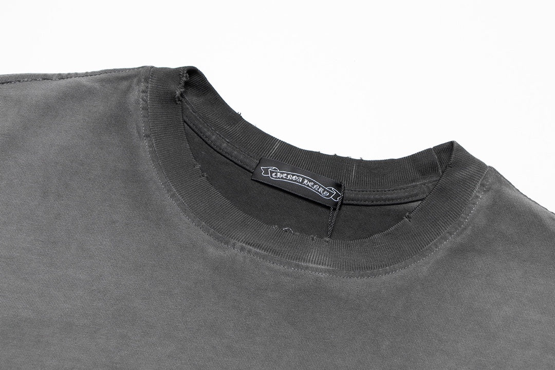 T-SHIRT CHROME HEARTS CROSS PATCH GRIS DÉLAVÉ
