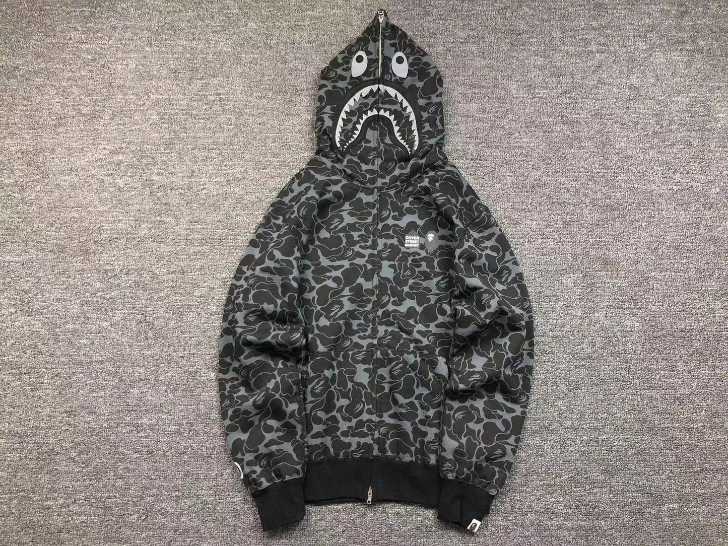 Sweat à capuche entièrement zippé BAPE x DOVER STREET MARKET SPECIAL CAMO SHARK NOIR