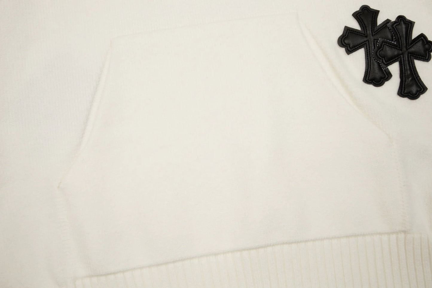 Sweat à capuche avec patch croix noire Chrome Hearts blanc