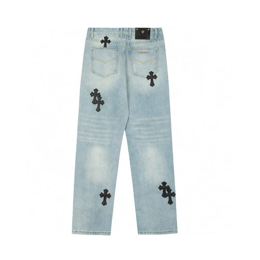 JEAN BLEU BRODÉ CHROME HEARTS SEX