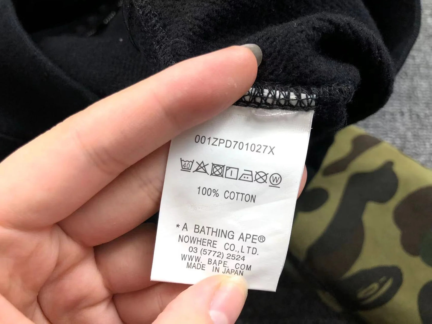 Sweat à capuche entièrement zippé BAPE GREEN CAMO noir
