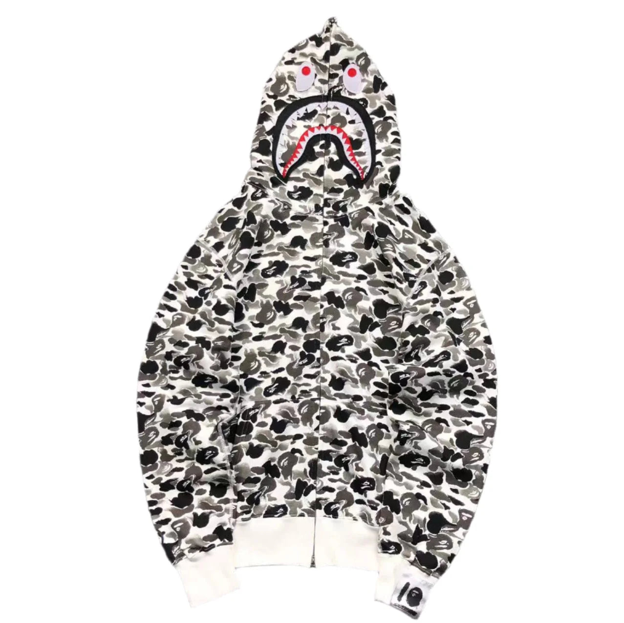 Sweat à capuche zippé intégral BAPE ABC CAMO SHARK GRIS