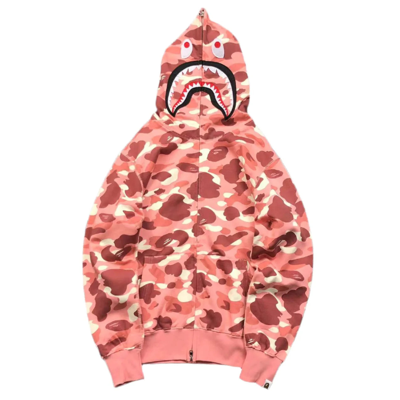 Sweat à capuche entièrement zippé BAPE x BARBIE DOT CAMO SHARK rose