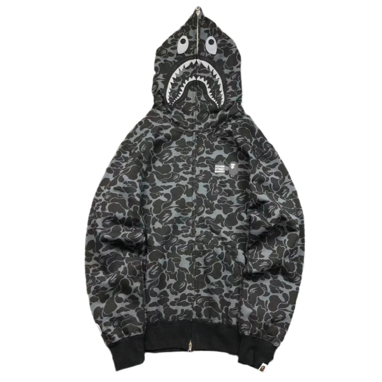 Sweat à capuche entièrement zippé BAPE x DOVER STREET MARKET SPECIAL CAMO SHARK NOIR