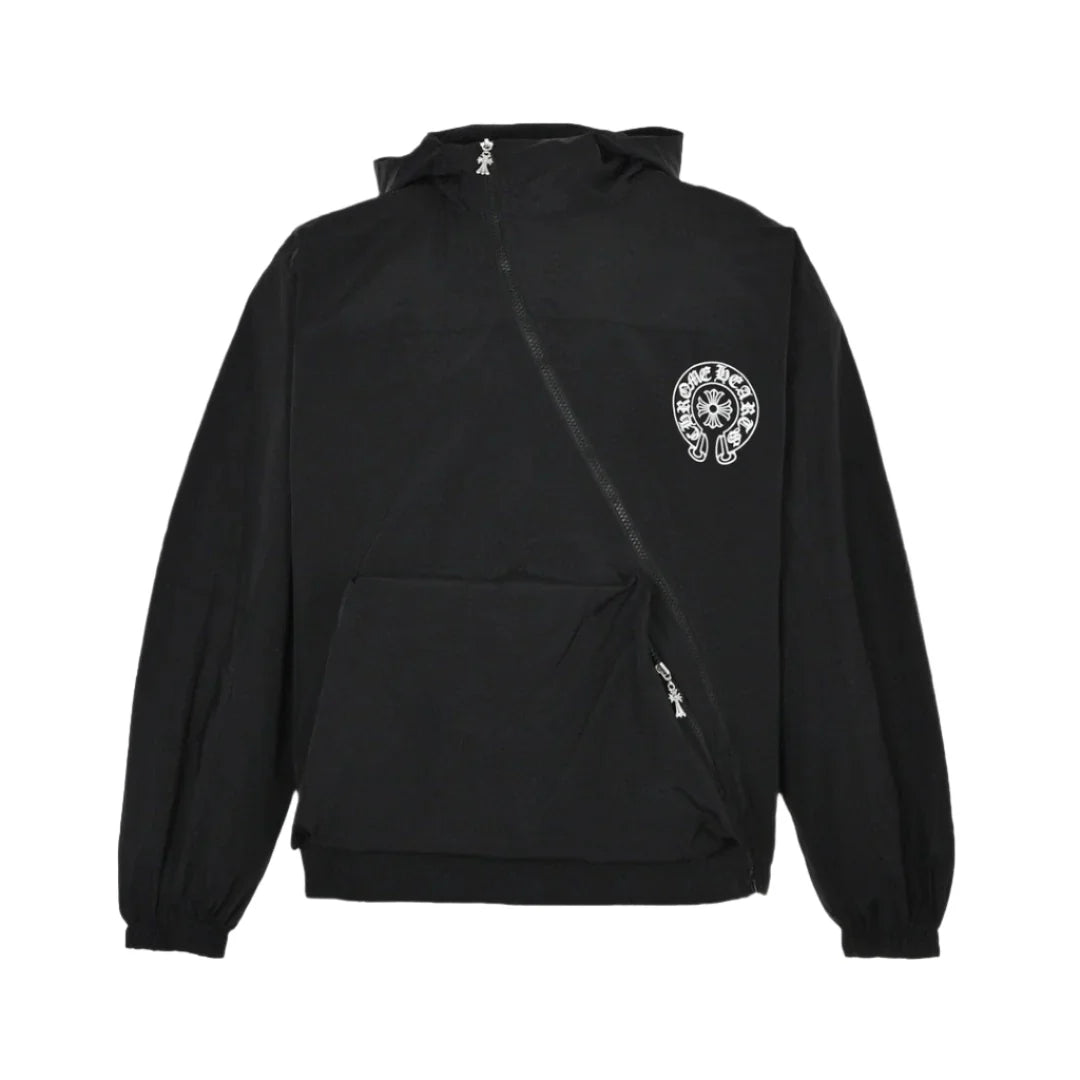Sweat à capuche zippé asymétrique Chrome Hearts noir