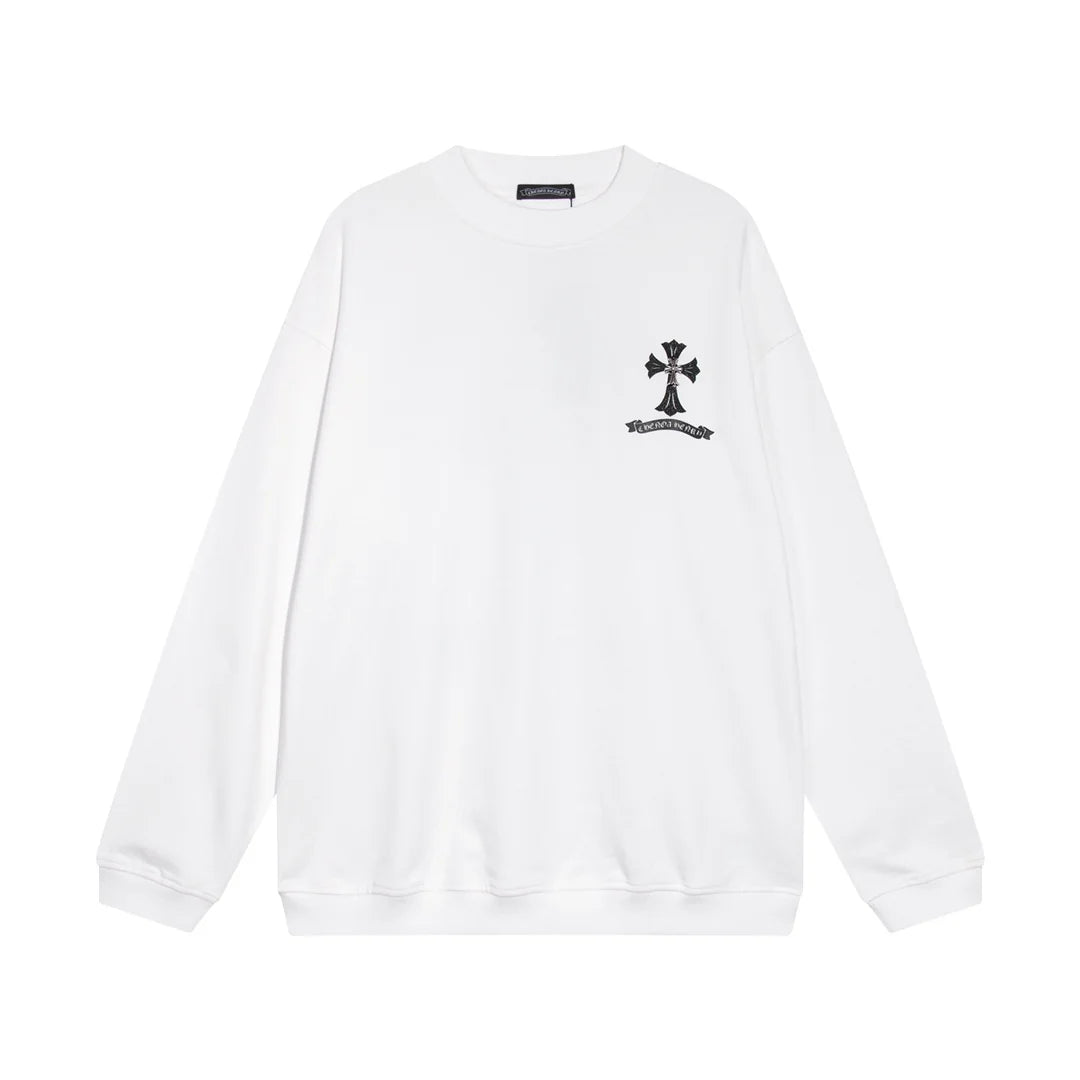 SWEAT-SHIRT CHROME HEARTS BLACK CROSS BLANC