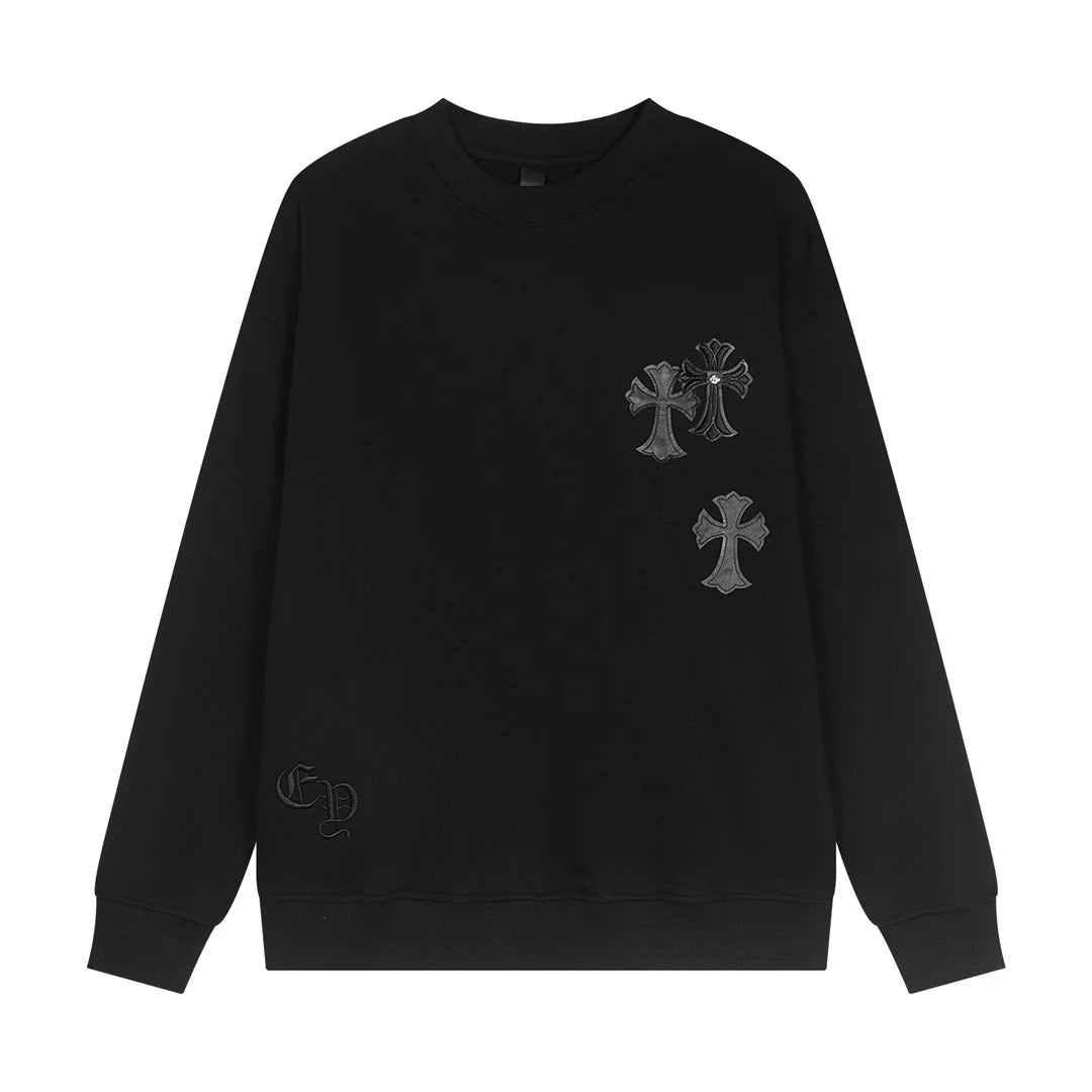 SWEAT-SHIRT NOIR AVEC PATCH CROIX CHROME HEARTS