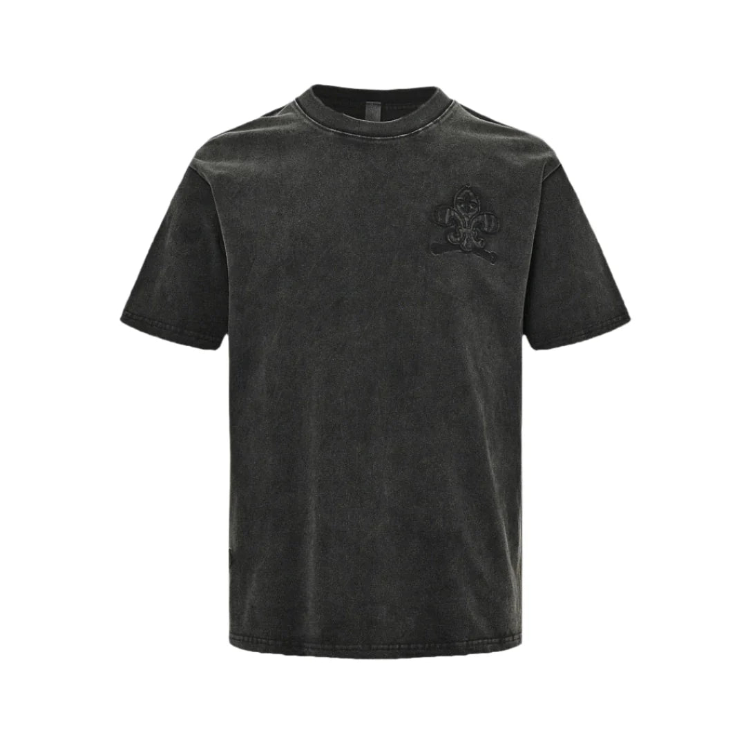 T-SHIRT DÉLAVÉ VINTAGE CHROME HEARTS GRIS FONCÉ