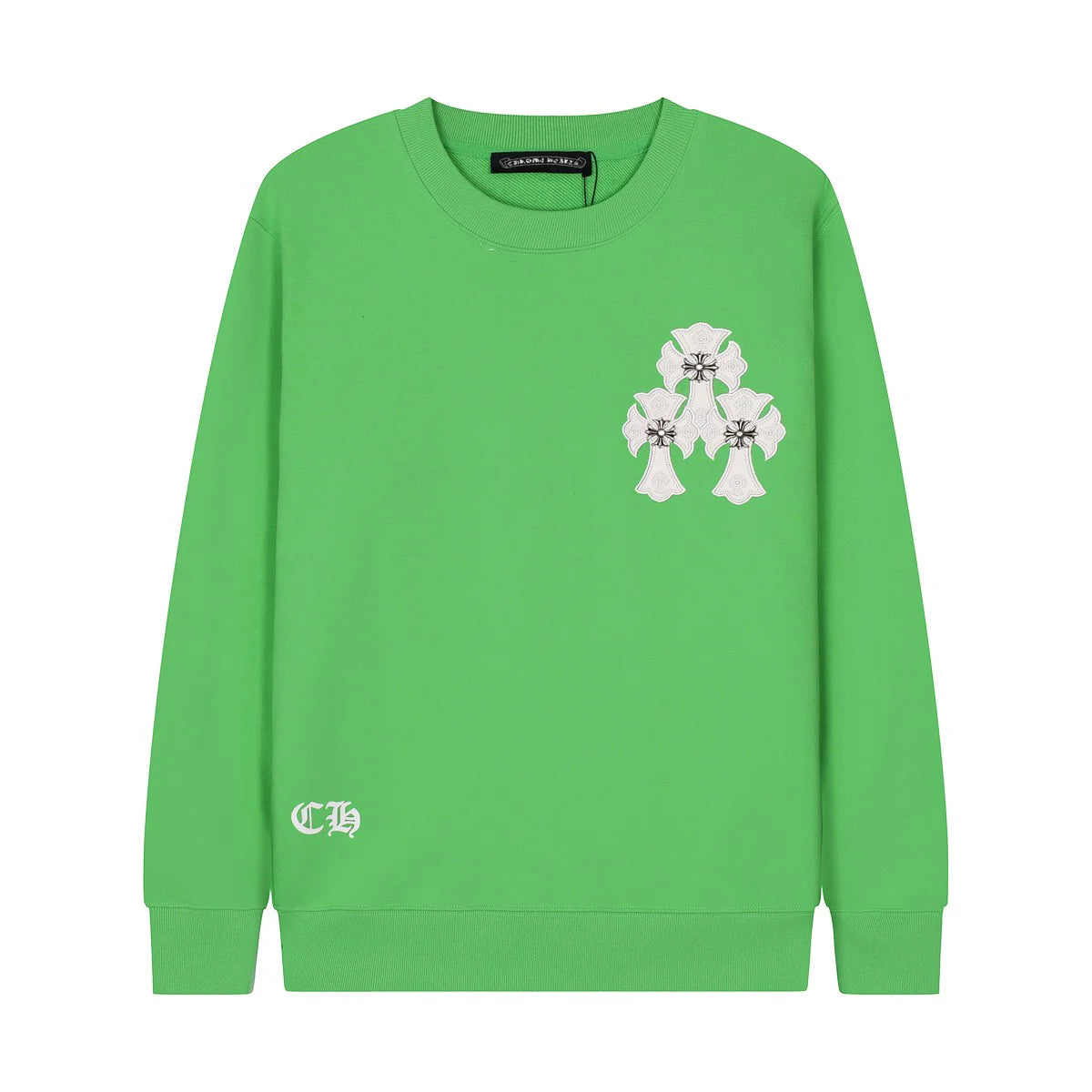 SWEAT-SHIRT CHROME HEARTS PATCH CROIX BLANCHE VERT