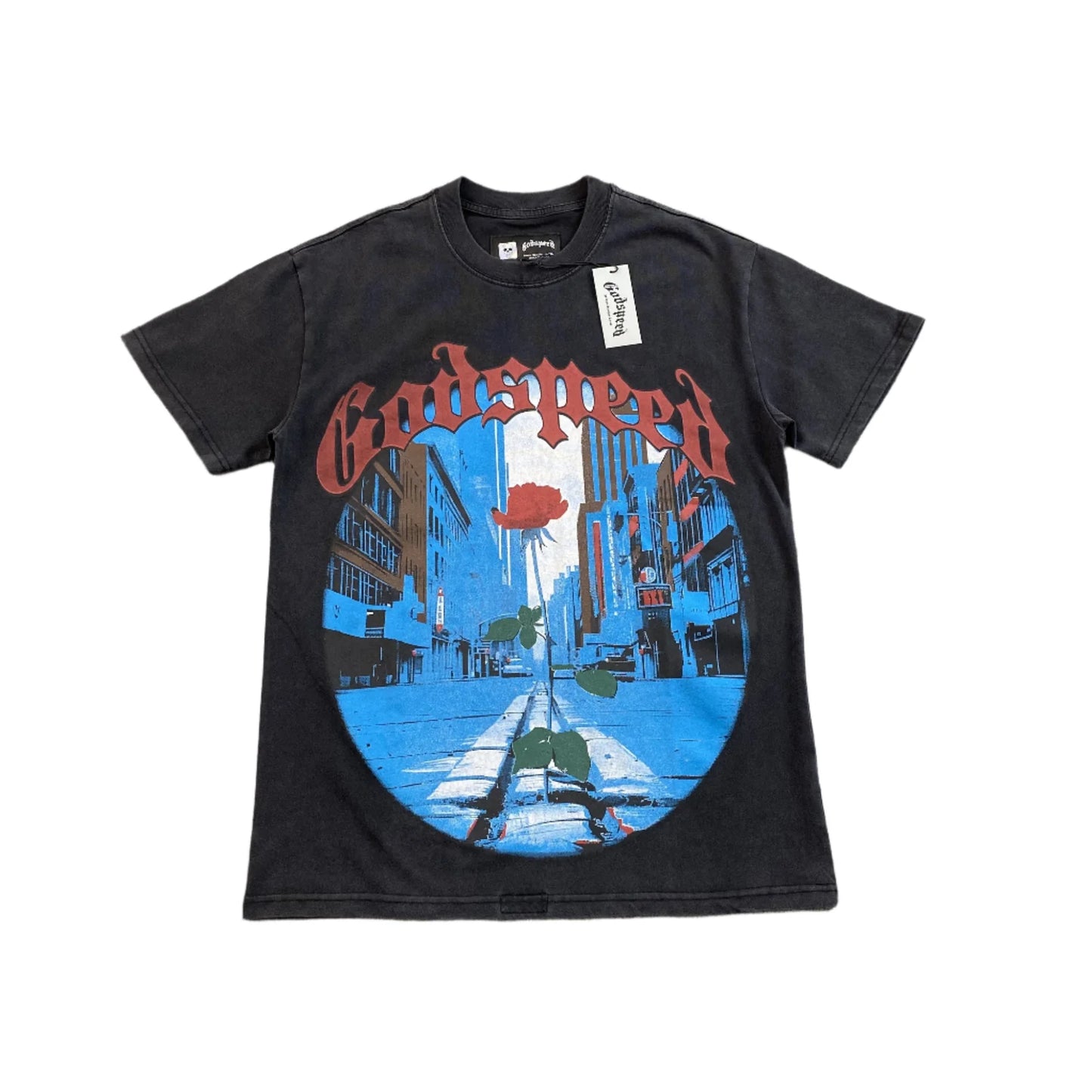 T-SHIRT GODSPEED E PLURIBUS UNUM NOIR DÉLAVÉ