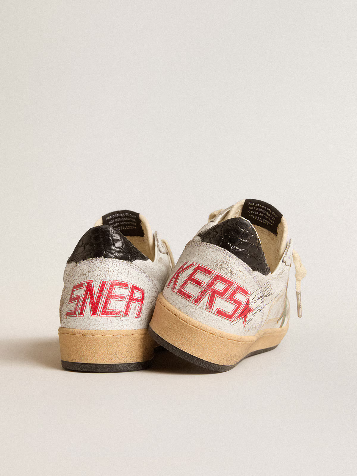 Golden Goose Ball Star Sneaker – Green Glitter & Vintage White
