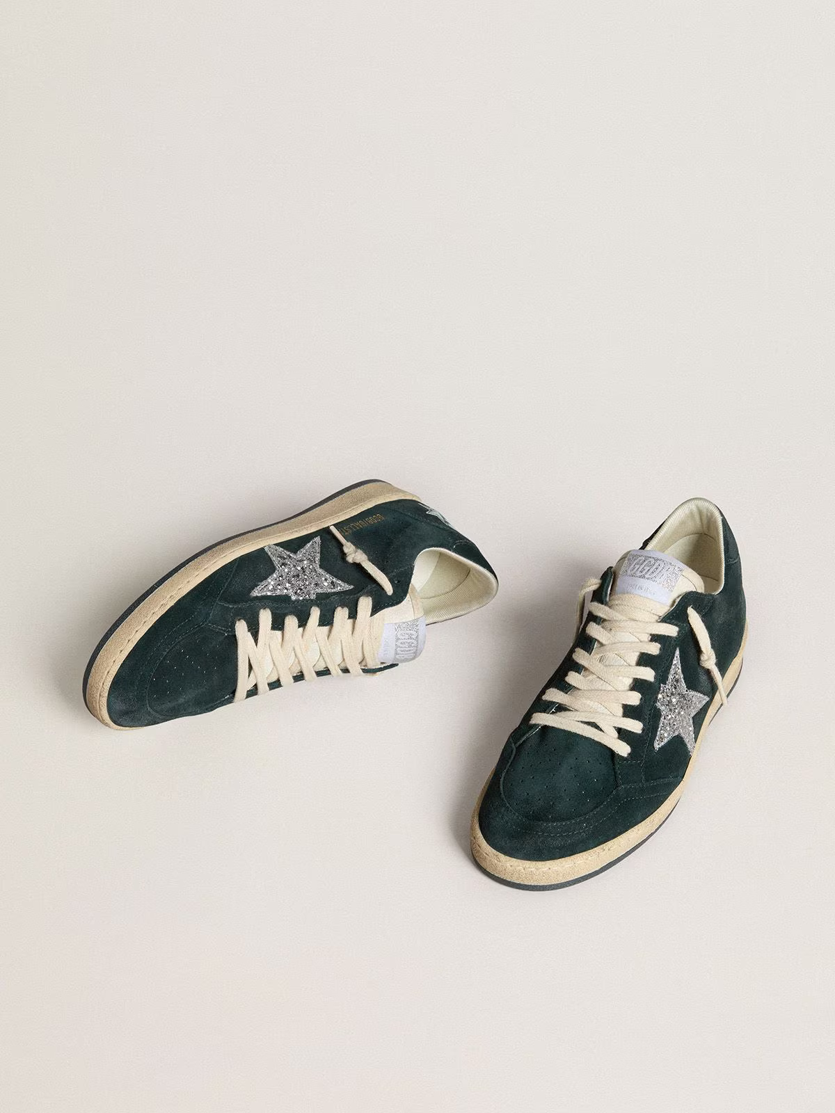 Golden Goose Ball Star – Glitter Star on Green Suede