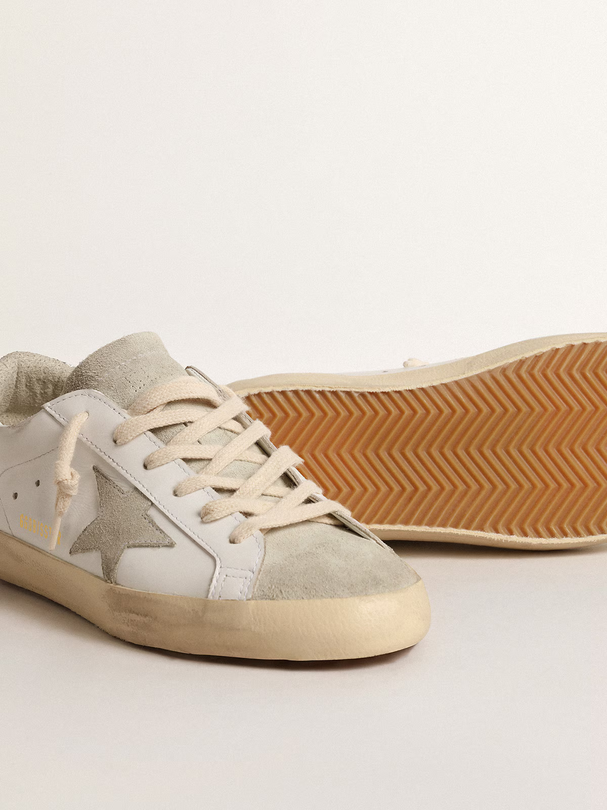Golden Goose Superstar – White Leather with Silver Glitter Heel