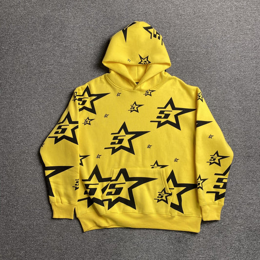 Sweat à capuche SP5DER 5 étoiles jaune