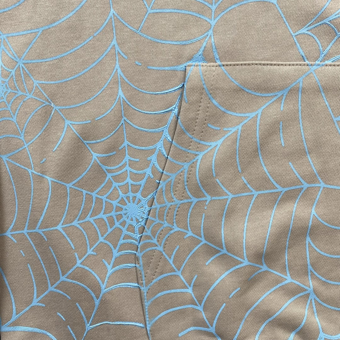 Sweat à capuche Web SP5DER AOP gris chiné