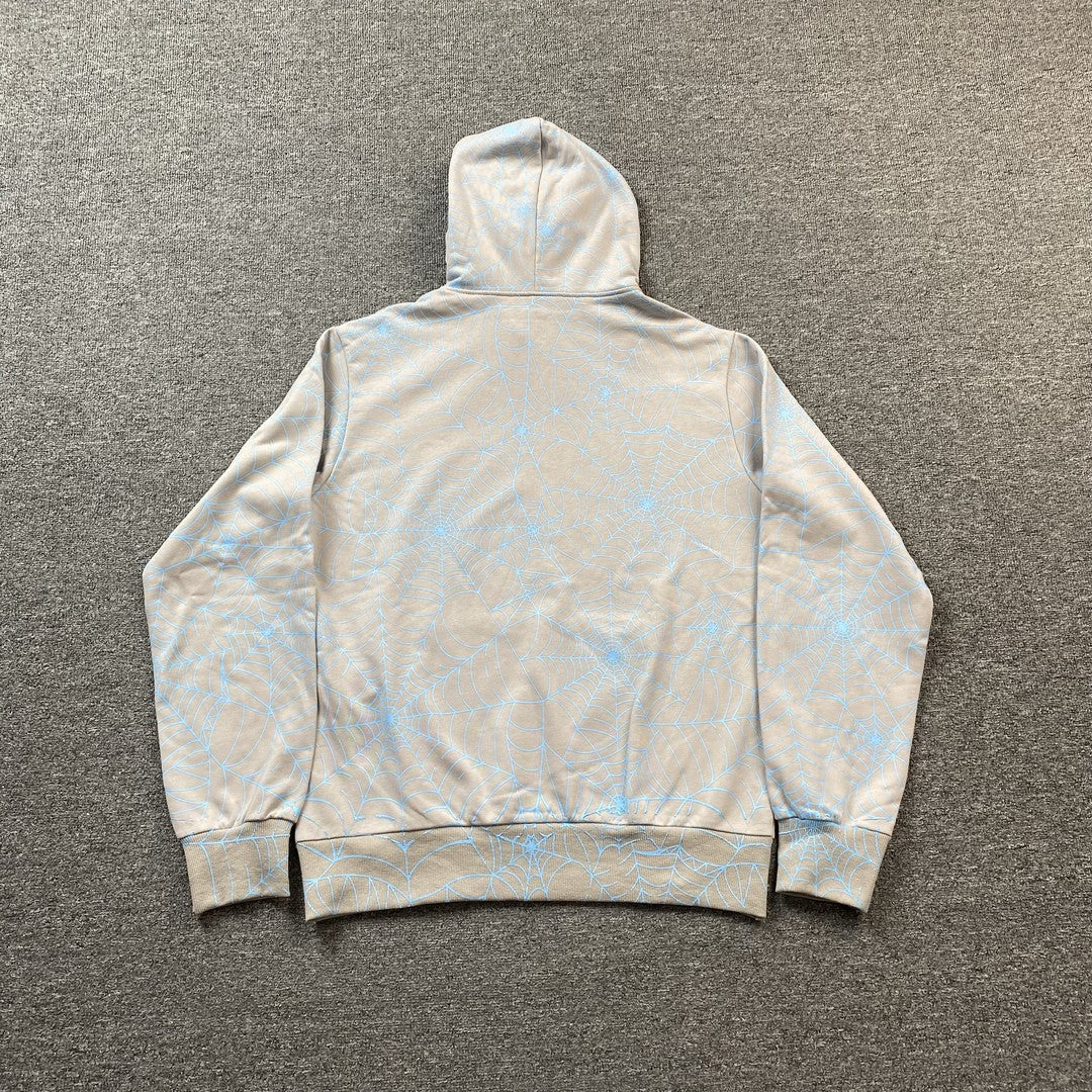 Sweat à capuche Web SP5DER AOP gris chiné