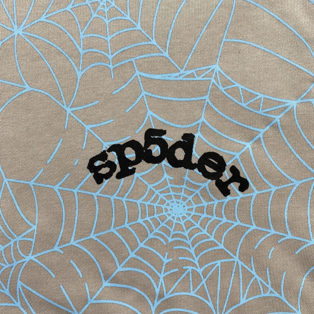 Sweat à capuche Web SP5DER AOP gris chiné