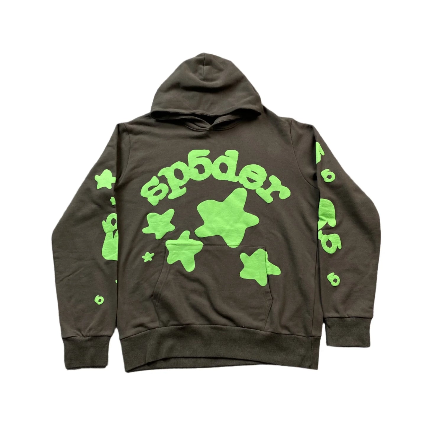 SWEAT À CAPUCHE SP5DER BELUGA GRIS ARDOISE/VERT