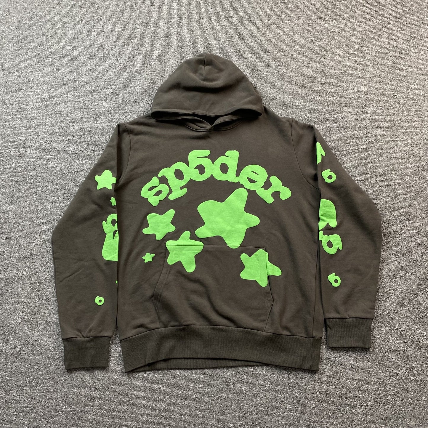 SWEAT À CAPUCHE SP5DER BELUGA GRIS ARDOISE/VERT
