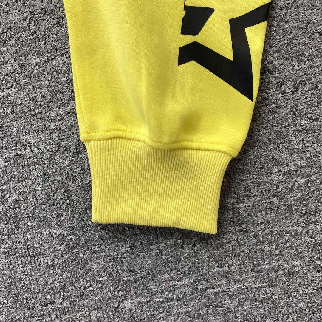 Sweat à capuche zippé double couche 5 étoiles SP5DER jaune