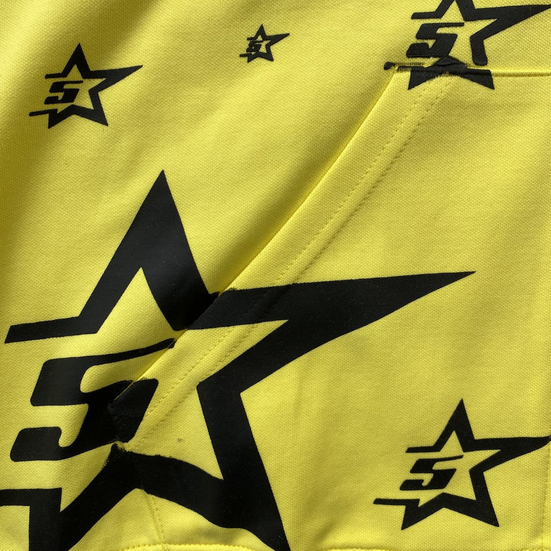 Sweat à capuche zippé double couche 5 étoiles SP5DER jaune