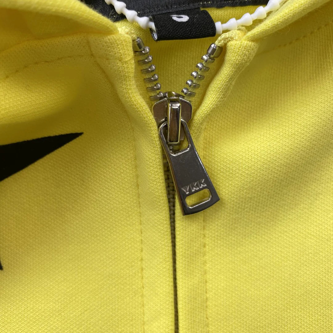 Sweat à capuche zippé double couche 5 étoiles SP5DER jaune