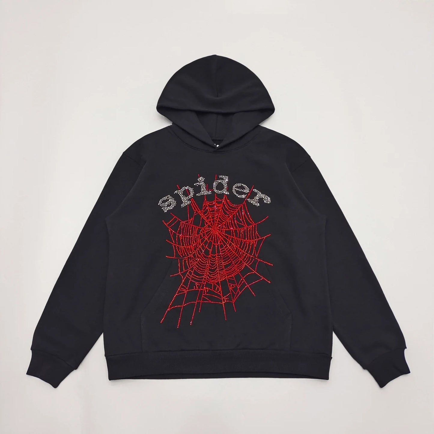 Sweat à capuche SP5DER WEB strass noir
